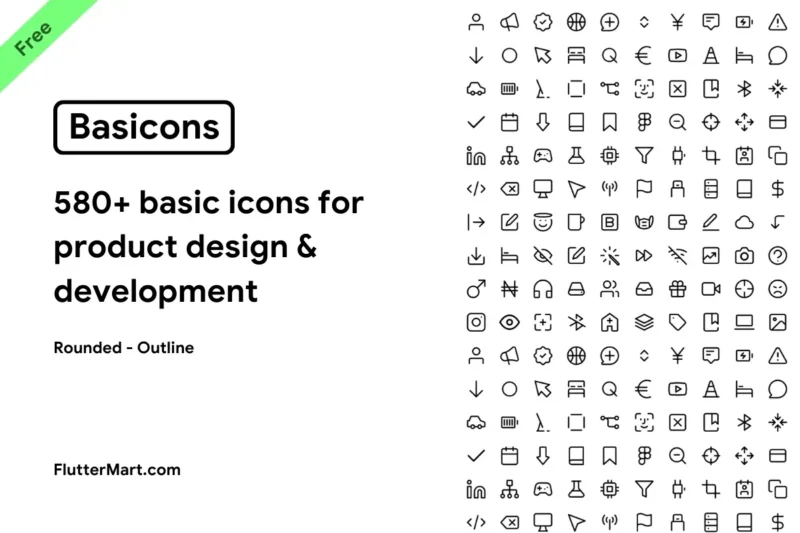 Basicons Icon Pack for Flutter & Flutterflow